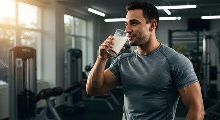 Lactose Tolerant Person Using Milk as Post Workout Fuel, Showing Strength and Digestive Ease 
