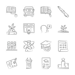 Catch a sight of premium collection depicting school hand drawn icons