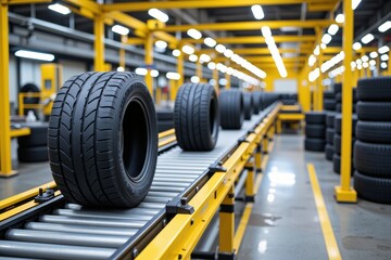Industrial Tire Manufacturing Conveyor Belt with New Car Tires