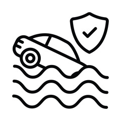 Flood Insurance Vector outline icon. Eps10 file 
