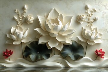 Premium lotus flower embossed art background high resolution image