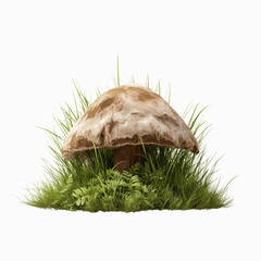 Obraz premium Single Large Mushroom in Lush Green Grass - 3D Render