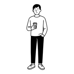 Man Standing with Coffee Cup