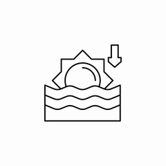 sun water decrease icon sign vector