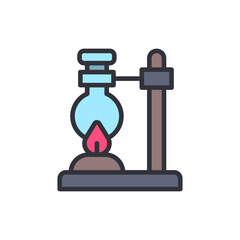 Laboratory Equipment With Flask And Flame For Scientific Experimentation