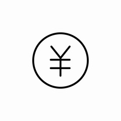 yen circle outline icon sign vector