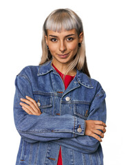 Young Caucasian woman in denim jacket