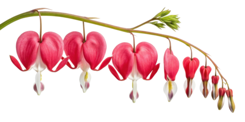 Bleeding heart flowers bloom in vibrant pink hues, creating stunning display that captures essence of love and beauty