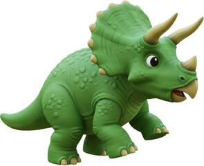 Cartoonish Green Triceratops with Horns and Bumpy Skin Texture