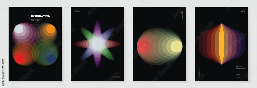 Aufkleber modern gradient poster background vector set.cover template with vibrant perspective geometric prism