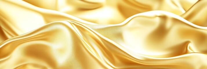 Fototapeta premium Flowing, elegant golden fabric with soft folds. Luxurious abstract background with delicate waves.