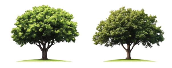 two trees isolated on white background, vector illustration