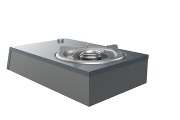 Fototapeta premium Compact Single Burner Gas Stove with Minimalist Design for Small Kitchens, Camping, and Space-Saving Solutions, KITCHEN BURNER GAS STOVE OVEN COOKING, on a PNG Transparent Background