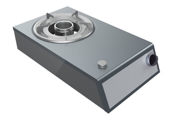 Fototapeta premium Compact Single Burner Gas Stove with Minimalist Design for Small Kitchens, Camping, and Space-Saving Solutions, KITCHEN BURNER GAS STOVE OVEN COOKING, on a PNG Transparent Background