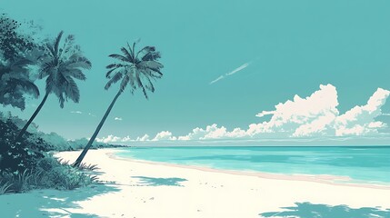 Fototapeta premium Tropical Beach Idyll with Calm Ocean.
