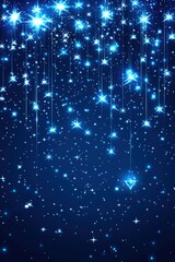 Elegant Blue Starfall Background with Sparkling Lights and Festive Holiday Cheer Vertical Composition