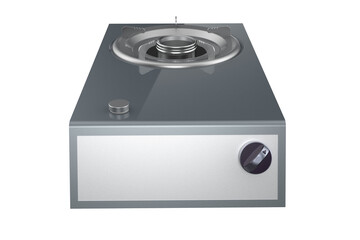 Obraz premium Compact Single Burner Gas Stove with Minimalist Design for Small Kitchens, Camping, and Space-Saving Solutions, KITCHEN BURNER GAS STOVE OVEN COOKING, on a PNG Transparent Background