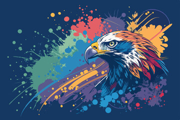 Create a vibrant, bold abstract vector art piece featuring dynamic paint splatters and energetic brushstrokes.  High-resolution, suitable for print and web.