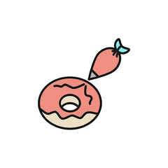 Donut with Icing Icon for Sweet Pastry Design.