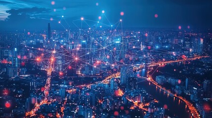 A cross-border business partnership forming, digital maps connecting different cities in the background