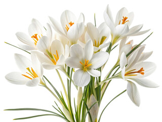 Fototapeta premium Beautiful saffron flowers bloom gracefully, showcasing their delicate petals and vibrant orange stamens, creating stunning floral display