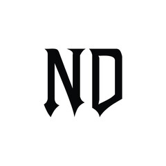 ND monogram logo design letter text name symbol monochrome logotype alphabet character simple logo