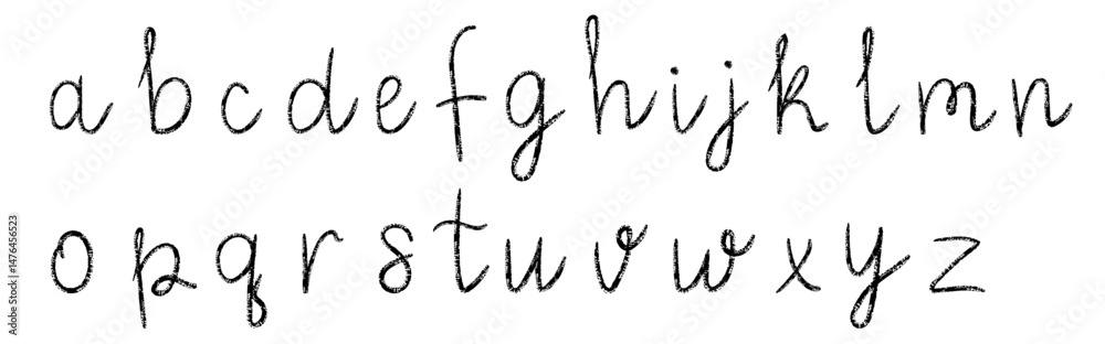 Fototapete ink textured font. grunge alphabet with letters. stylish brush painted an lowercase vector letters