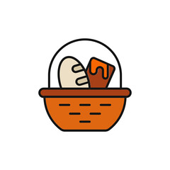 Bread Basket and Butter Icon for Classic Bakery.
