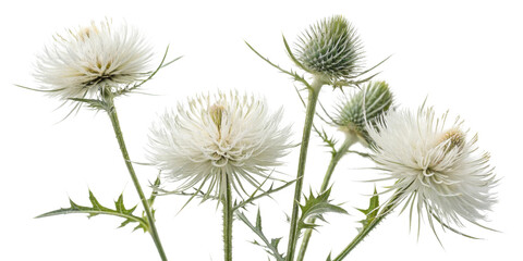 Obraz premium Beautiful thistle flowers bloom gracefully, showcasing their unique structure and delicate petals in stunning display of nature artistry
