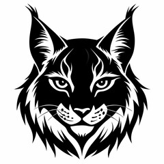 Lynx head silhouette vector black on white background