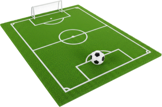 Soccer Field with Ball Ready for Play