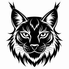 Lynx head silhouette vector black on white background