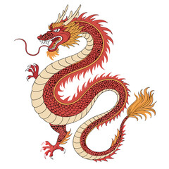 Create a bold, vector illustration of a powerful Chinese dragon, emphasizing intricate scales and a vibrant color palette, using only the C programming language.
