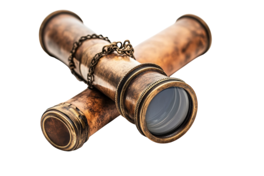 Crossed vintage telescopes