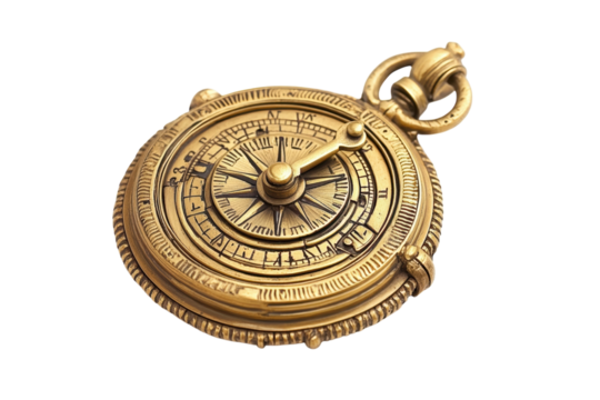 Antique golden compass close