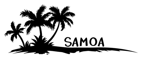 samoa island palm tree silhouette with text