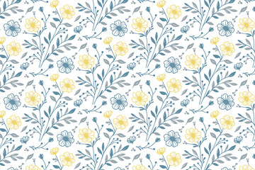 floral seamless textile print, modern wrapping paper sketch, cotton flower one line design, nature inspired fashion repeat, stylish pillow cover texture, outline hand drawn pattern