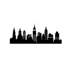 Obraz premium Silhouette of a modern city skyline at horizontal line.