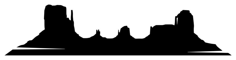monument valley rock formations desert landscape silhouette vector shape © Camel
