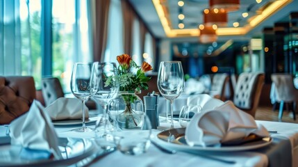 A gourmet restaurant in a luxury hotel serving fine dining cuisine.