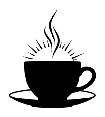 steaming coffee cup icon with aroma lines vector silhouette laser cutting engraving