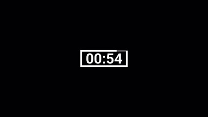  1 minute countdown timer animation from 60 seconds to 0 seconds with alpha channel ,1 minute  countdown timer on a transparent background - Powered by Adobe