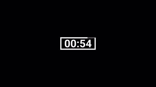  1 minute countdown timer animation from 60 seconds to 0 seconds with alpha channel ,1 minute  countdown timer on a transparent background