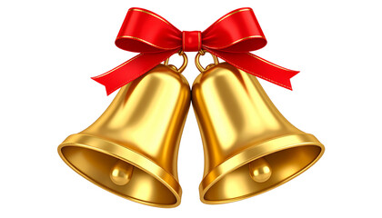 Christmas bell with red ribbon isolated on white background
