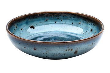A blue ceramic bowl closeup
