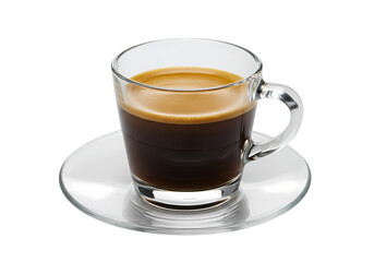 Espresso Coffee Perfect Shot in Glass Cup on Transparent background