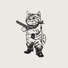 Meowdy Cat Cowboy Funny Graphic