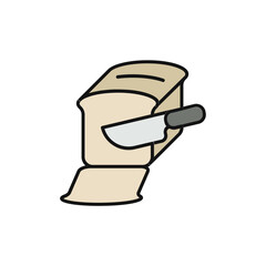 Bread Loaf and Knife Icon for Meal Preparation.