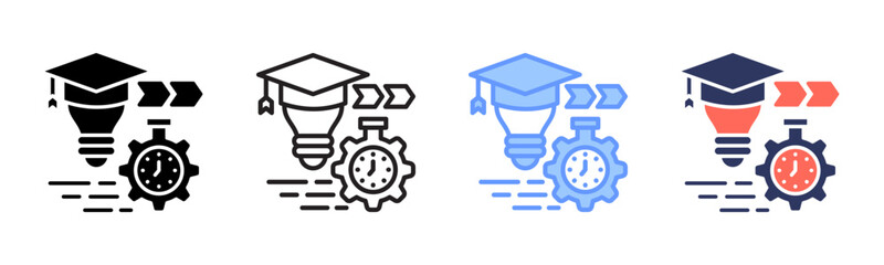 Microlearning icon sheet multiple style collection