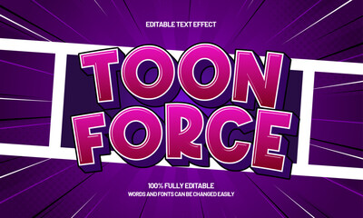 toon force editable text effect with a comic and fun text style